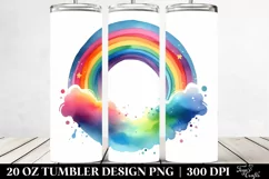 Colorful Simple Watercolor Vibrant Rainbow | 20 oz Tumbler Product Image 2