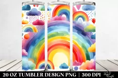 Vibrant Watercolor Rainbow | 20 oz Tumbler Product Image 2