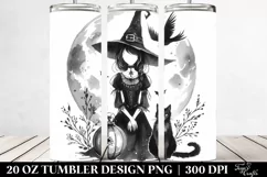 Gothic Witch with Cat Clipart, High-Res 20 Oz Tumbler Product Image 2
