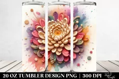 Detailed Wooden Stained Chrysanthemum | 20 Oz Tumbler Product Image 2