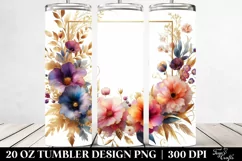 Vibrant Watercolor Frame with Wild Flowers | 20 oz Tumbler Product Image 2