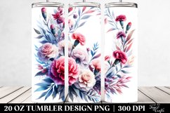 Vibrant Floral Frame Carnation Tumbler | 20 oz Tumbler Product Image 2