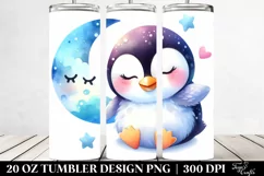 Colorful Baby Penguin Sleeping Moon | 20 oz Tumbler Product Image 2