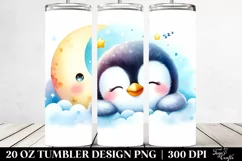 Colorful Baby Penguin Sleeping Moon | 20 oz Tumbler Product Image 2