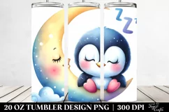 Colorful Baby Penguin Sleeping Moon | 20 oz Tumbler Product Image 2