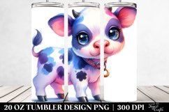 Cute Baby Cow Watercolor Drawing | 20 oz Tumbler Product Image 2