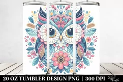 Pastel Owl Floral | 20 oz Tumbler Product Image 2