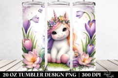 Cute Baby Unicorn with Crocus Frame | 20 oz Tumbler Product Image 2