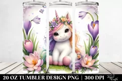 Cute Baby Unicorn with Crocus Frame | 20 oz Tumbler Product Image 2