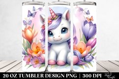 Cute Baby Unicorn with Crocus Frame | 20 oz Tumbler Product Image 2