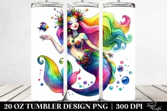 Funny Mermaid Watercolor Drawing | 20 oz Tumbler Product Image 2