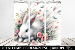 Watercolor Rabbit Spring Petals | 20 Oz Tumbler Product Image 2