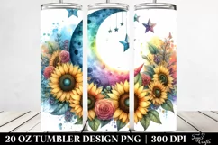 Washed Half Moon with Sunflowers Clipart, High-Res 20 Oz Product Image 2