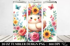 Cartoon Chicken Flower Tumbler Product Image 2