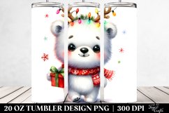 Enthusiastic Baby Polar Bear with Reindeer Horns Product Image 2