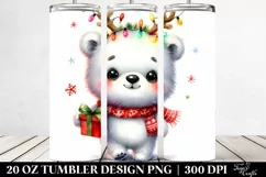 Enthusiastic Baby Polar Bear with Reindeer Horns Product Image 2