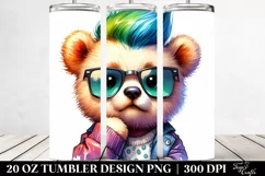 Watercolor Vibrant Baby Bear Modeling with Cool Haircut, 20 Product Image 2