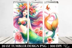 Smiling Mermaid Watercolor Drawing | 20 oz Tumbler Product Image 2