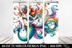 Dancing Mermaid Watercolor Drawing | 20 oz Tumbler Product Image 2