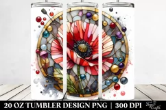Stained Poppy with Metallic Elements | 20 Oz Tumbler Product Image 2