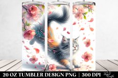 Watercolor Cat Tumbling with Spring Petals | 20 oz Tumbler Product Image 2