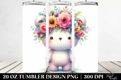 Cartoon Bear Flower Tumbler Product Image 2