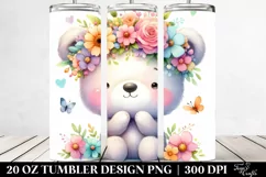 Cartoon Bear Flower Tumbler Product Image 2
