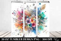 Colorful Watercolor Splash with Silver Foil | 20 oz Tumbler Product Image 2