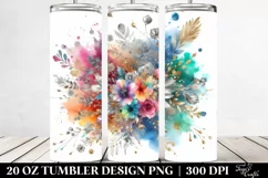 Colorful Watercolor Splash with Silver Foil | 20 oz Tumbler Product Image 2