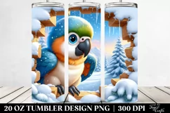 Cute Baby Macaw in Snowy Scene Clipart Product Image 2