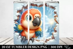 Cute Baby Macaw in Snowy Scene Clipart Product Image 2