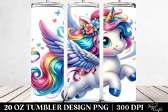 Running Cute Unicorn Watercolor Drawing | 20 oz Tumbler Product Image 2