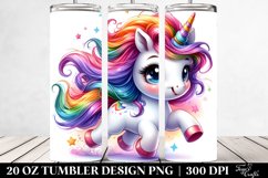 Running Cute Unicorn Watercolor Drawing | 20 oz Tumbler Product Image 2