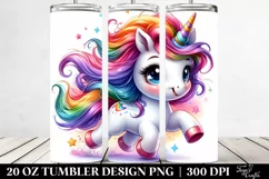 Running Cute Unicorn Watercolor Drawing | 20 oz Tumbler Product Image 2