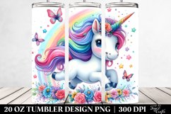 Running Cute Unicorn Watercolor Drawing | 20 oz Tumbler Product Image 2