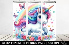 Running Cute Unicorn Watercolor Drawing | 20 oz Tumbler Product Image 2