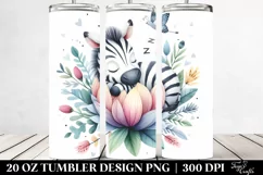 Colorful Sleeping Zebra in Flower | 20 Oz Tumbler Product Image 2