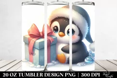 Cute Baby Penguin Behind Gift Clipart Product Image 2