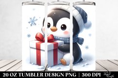 Cute Baby Penguin Hiding Behind Gift, High-Res 20 Oz Tumbler Product Image 2