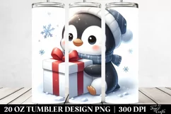 Cute Baby Penguin Behind Gift Clipart Product Image 2