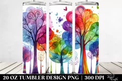 Whimsical Vibrant Rainbow Trees | 20 Oz Tumbler Product Image 2