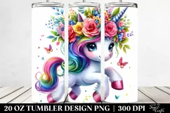 Vibrant Unicorn Floral Wreath Tumbler Product Image 2