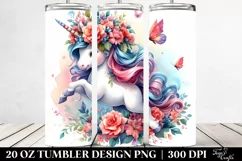 Vibrant Unicorn Floral Wreath Tumbler Product Image 2