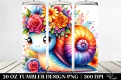 Cartoon-Style Vibrant Snail with Flower Crown, High-Res 20 Product Image 2