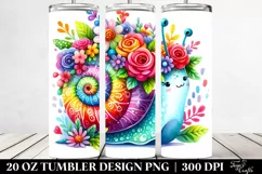 Cartoon-Style Cute Snail with Flower Crown, 20 Oz Tumbler Product Image 2