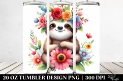 Vibrant Sloth on Flower | 20 oz Tumbler Product Image 2