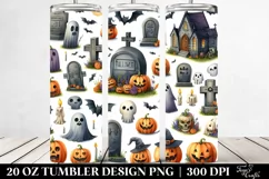 Watercolor Halloween Funny Clipart with Graveyard, 20 Oz Product Image 2