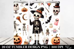 Halloween Clipart with Skeleton, Transparent 20 Oz Tumbler Product Image 2