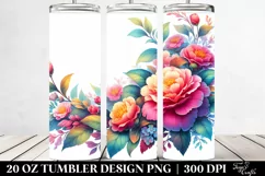 Colorful Watercolor Camellia Frame | 20 oz Tumbler Product Image 2