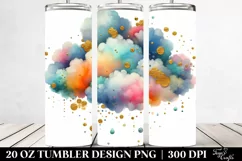 Colorful Watercolor Cloud with Golden Foil | 20 oz Tumbler Product Image 2